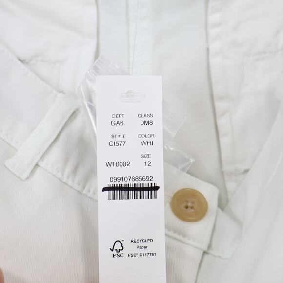 J.Crew 4" Heritage Chino Short White Size 12 NWT - Picture 5 of 6